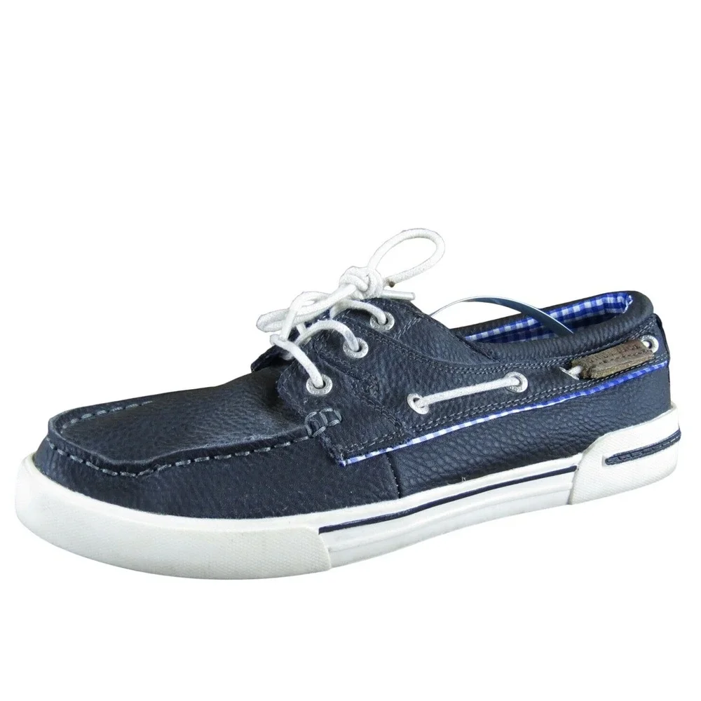G.H. Bass Men's Adam Boat Shoe Black Leather Size 8.5 Medium Gently Used 2025